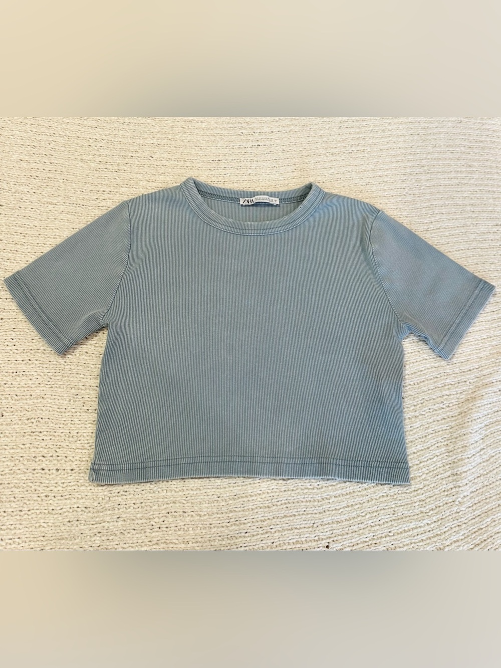 ZARA Women's Ribbed Distressed Crop Top